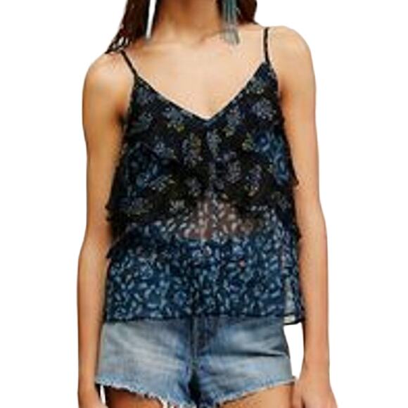 Free People Women's Black All Things Chiffon Tank Top Size XS NEW - Picture 1 of 8